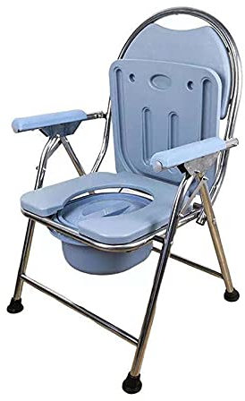 HJGHY Klappbare Toilettenstuhl Multifunktion Nachtstuhl Wc Höhenverstellbar rutschfest Wasserdicht Mit Toilettenschüssel rostfreier Stahl Duschstuhl für Ältere und Behinderte