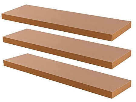 Harbour Housewares Modern Floating Wall Shelves - 100cm - Brown - Pack of 3 - Photo Gallery Bookshelf Wall Shelf for Living Room Display, Bedroom, Office Storage
