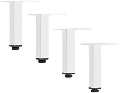 Schildmeyer 133056 Lot de 4 Pieds de Meuble en métal - 13 cm - Hauteur réglable - 133055 - Dimensions : 2,5 x 2,5 x 13 cm - Blanc