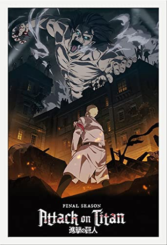 Attack on Titan - Key Art Season 4 - Poster Druck Plakat - 61x91,5 cm + Wechselrahmen, Shinsuke® Maxi MDF Weiss, Acryl-Scheibe