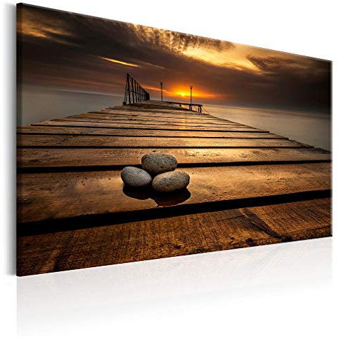 decomonkey Bilder Sonnenuntergang 120x80 cm XXL 1 Teilig Leinwandbilder Bild auf Leinwand Wandbild Kunstdruck Wanddeko Wand Wohnzimmer Wanddekoration Deko Meer Natur Landschaft
