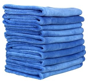 Immaculate Textiles Lot de 10 chiffons de nettoyage en microfibre de qualité professionnelle pour voiture - 40 x 40 cm - 400 g/m² : super doux, extra épais et très absorbant (bleu)