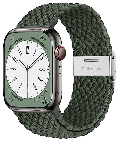 AidorMax Compatible con Cinturino Apple Watch 49 mm 45 mm 44 mm 42 mm, Cinturini di Ricambio Elastico Regolabile Morbido Confortevole Traspirante per Serie 9/8/7/6/5/4/3/SE/Ultra (Verde Oliva)