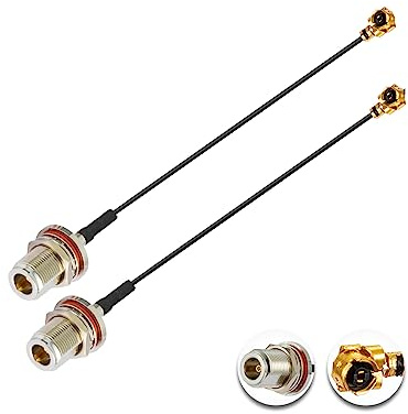 Vecys 2PCS U.F.L1 zu N Typ Buchse Low Loss Koaxialkabel 4 /10CM U.F.L1 1.13mm Mini-Koaxial Pigtail Kabel für Wireless Router Mini PCIE Netzwerkkarten PCI Wi-Fi WAN Repeater