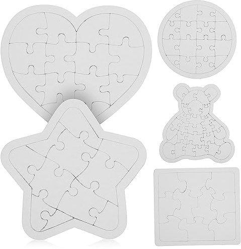 Toddmomy 5 Weiße Leere Puzzles Zum Zeichnen Leere Herz-Bären-Puzzleteile Für Heimwerker- Kunst- Und Handwerksprojekte Partygeschenke