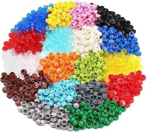 Feleph 1000 Stücke Rund Platte 1x1 Bausteine Transparente Mehrfarbige Round Plates Bulk Kreative MOC für Pixel-Kunst Wasser Ziegel Punkte Stecker Zubehör Set