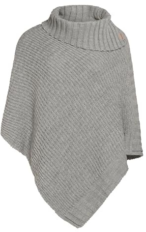 KNIT FACTORY - Nicky Gestrickter Poncho - Damen Strickponcho mit Kragen - Mit Wolle - Hochwertige Qualität