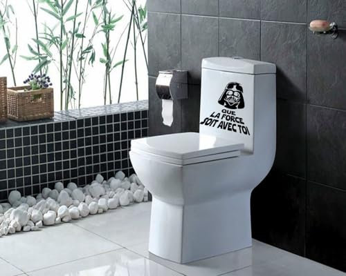 Décalcomanie Star Wars Que la Force soit avec toi - Sticker Dark Vador pour Toilettes, Humour et Passion pour les Fans (19x20 cm, 2 pièces)