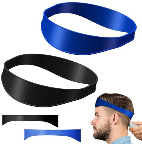BoloShine 2pcs Silicone Haircut Band Barber Hair Cutting Neckline Shaving Template Flexible Curved DIY Self Haircutting Tool Hair Trimming Guide for Man