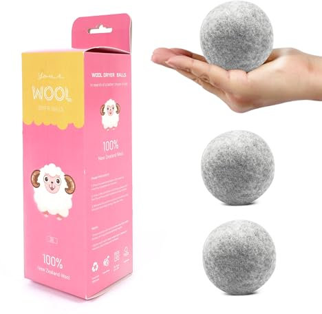Wool Dryer Balls Handmade 3 Pack XL,organic wool dryer balls laundry reusable 1000 Loads,100% Natural New Zealand Wool Fabric Softener-anti static laundry,Reduces Drying Time,Baby Safe & Odorless Gray