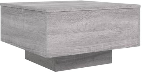 vidaXL Table Basse avec Lumières LED, Table d'Appoint, Bout de Canapé, Meuble de Salon Salle de Séjour, Moderne, Sonoma Gris Bois d'Ingénierie