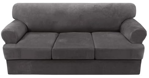 DFANCE Stretch Silberfuchs-Samt Sofaüberwürfe,Stretch Ektorp Bezug Geteilt SofaÜberwürfe Anti-Rutsch mit Separatem Sitzkissenbezug,Schonbezug Sofa für Wohnzimmer