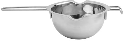 Sallys Schmelzschale aus hochwertigem, rostfreiem Edelstahl, lange Bügelgriffe, für kleine & große Töpfe - Wasserbad, für Schokolade (800 ml (14 cm x 7,5 cm, Gesamtlänge 32 cm))