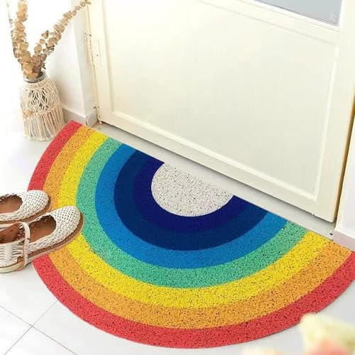 Door Mat Non-slip Floor Mat, Welcome Door Mat for Outdoor Indoor Entryway, 31.5x15.7in Shoe Boot Dirt Wipe Carpet Mat, Customizable Half Circle Door Mats, Doormat Welcome Mat for Front Door