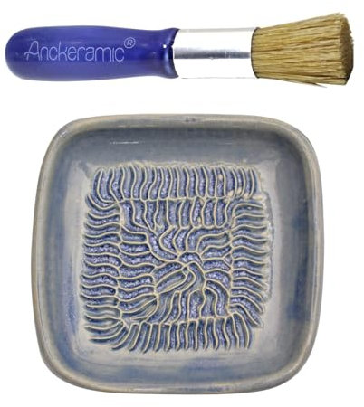 ANCKERAMIC® Ceramico Original Finlandia - Juego de rallador de cerámica y pinceles para hornear - rallador de ajos de cerámica, rallador de jengibre y pincel de cerdas naturales, hecho a mano (color