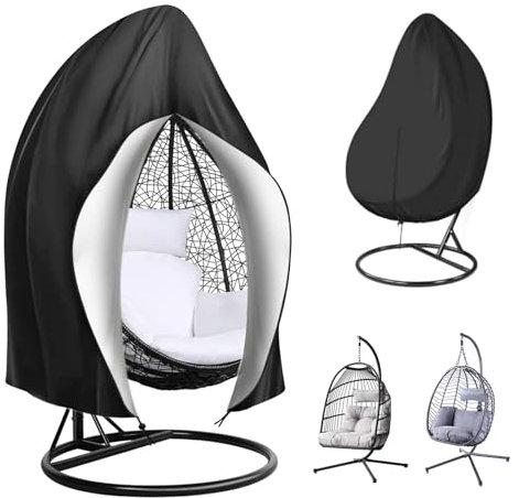 Joollurm Waterproof Garden Egg Chair Cover - 190 x 115cm, UV-Resistant, Windproof Outdoor Furniture Protection with Zipper, 210D Oxford Outdoor Swing Seat Cover Single Seater with a Storage Bag