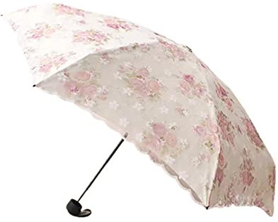 Paraguas compactos, paraguas de cuero, Paraguas de encaje, sombrilla de encaje triple, sombrilla de encaje de 6 huesos con cubierta de sombrilla portátil, sombrilla de encaje de doble uso for sol y ll