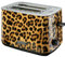 Bourgini Panther Toaster - Stilvoller Brotröster mit Panther-Print, 2 Scheiben, Extra breite Schlitze, Einstellbarer Bräunungsgrad, Auftau- und Aufwärmfunktion, Herausnehmbare Krümelschublade für einf