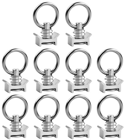 Naseom 10 Stück Airlineschiene Fitting, Single Endbeschlag für Airlineschienen 1000kg / dan Endfitting für Airlineschienen Zurrschiene Fitting Flugöse Ring zur Ladungssicherung in Anhänger & PKW