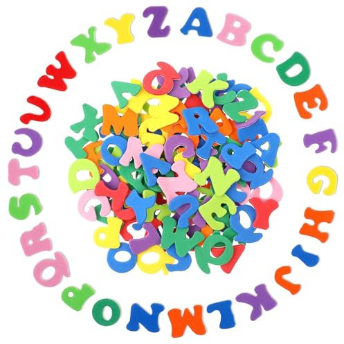 WERIGONI 390 Stück Moosgummi Buchstaben, Schaumstoff Buchstaben Aufkleber Bunt, Alphabet Selbstklebende Buchstaben zum Aufkleben