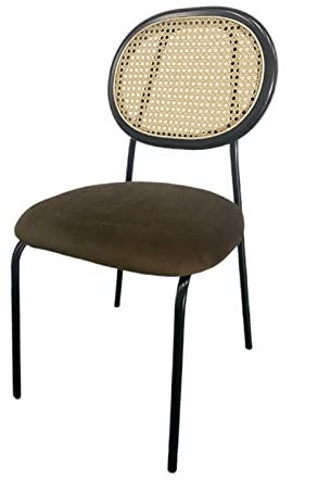 Modern Rattan Dining Chair with Solid Wood Frame for Home Office Study Room Comfortable Backrest and Retro Design Rattan Chair for Dining Table or Computer Desk