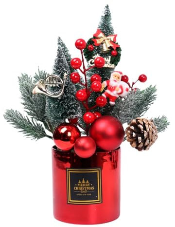 kivrimlarv Bouquet de fleurs artificielles de Noël | Arrangement floral de vacances en pot | Centre de table de fleurs artificielles portables, affichage floral décoratif pour salon, salle à manger
