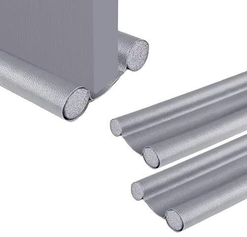 2Pk Double Door Draught Excluder for Bottom of Door | Energy Saving Under Door Draft Stopper | Weather Stripping Noise Blocker | Window Breeze Blocker, Thicker Door Draft-95cm-8cm (GREY)