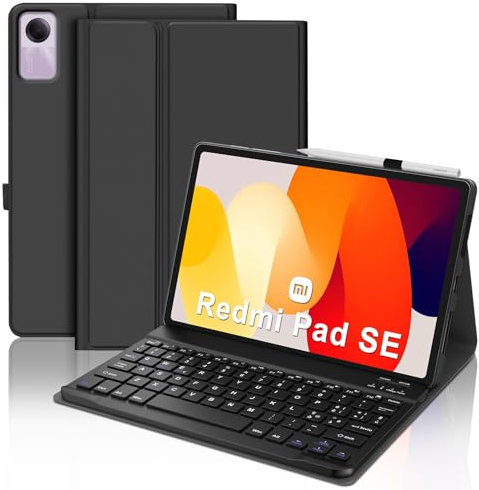 FOGARI Custodia Tastiera per Redmi Pad SE 11 2023 - Tastiera Bluetooth con Slot per penna, Tastiera Qwerty Italiana Rimovibile Magnetica Leggero e Portatile per Xiaomi Redmi Pad SE 11 Pollici - Nero
