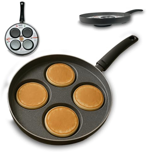 ARCA, Padella Pancake 28 cm Antiaderente, Piastra 4 Posti, Ideale Anche per Frittata e Altre Ricette, Adatta alla Lavastoviglie, Made in Italy