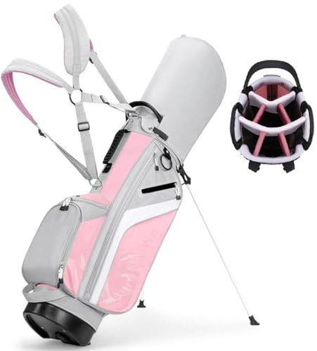 LANGWEI Rose,Sac De Golf Trépied pour Femme, Sac De Transport Léger avec Double Sangle pour Practice Et Parcours Exécutifs, Pouvant Contenir Jusqu'à Un Ensemble Complet De Clubs