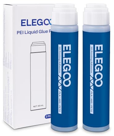 ELEGOO 2 PCS Colla Per Stampante 3D, 60 ml × 2, Colla Stick Adesivo Per 3D Filamenti ABS/PLA/PETG/TPU, Colla Adesiva Forte Per Il Letto Caldo PEI/PEO/PET E Piastre Di Costruzione In Alluminio