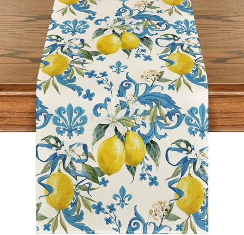Lemon Table Runners 13x72in,Summer Lemon Party Dining Table Runne,Kitchen Dining Tables Runner for Home Decoration,Party Supplies (Style-B)