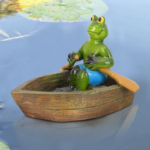 Figura decorativa para jardín, estanque, rana flotante, figuras de jardín, exteriores, resistente a la intemperie, estatua de resina, miniestanque, decoración de jardín, estanque, balcón, mini