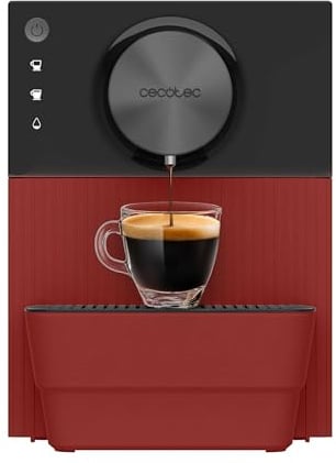 Cecotec Machine à Café Superautomatique Compacte Cremmaet Cube Rouge. 1350W, Professionnelle, Système de Pressage, Pré-Infusion, 19 Bars, Système Thermoblock, 5 Niveaux de Mouture, Contrôle Tactile