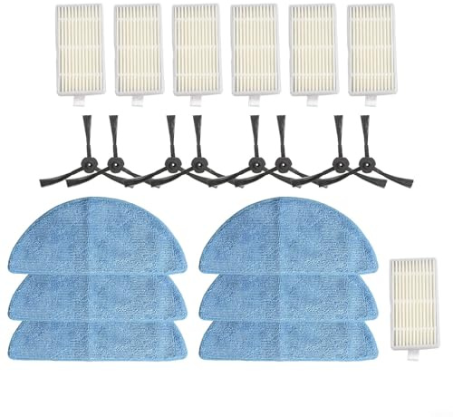 Gettimore Ersatzteil-Set für Zaco V5S Pro V5X V5 V3 V3S Saugroboter - 6 Filter 6 Mops 8 Seitenbürsten für Zaco-Reiniger