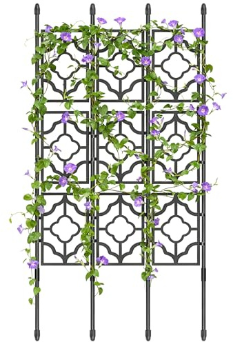 3 Set Garden Trellis for Climbing Plants, TOROKOM 5FT Plastic Screen Garden Trellis Cucumber Grow Trellises Vine Grow Support for Potted Plant Outdoor Indoor Fruits Vegetable