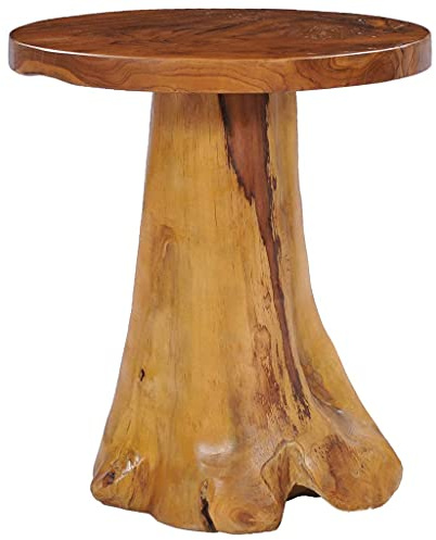 Ordellia Couchtisch 40x40 cm Massivholz Teak, runder Beistelltisch für Wohnzimmer, einzigartiger Wurzelholz-Tisch, handgefertigt, langlebig, wetterfest