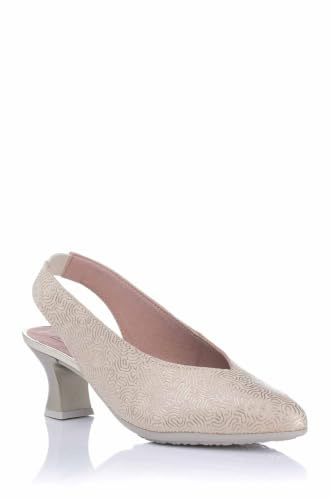 Pitillos - Zapato de Piel con tacón Medio,Destalonado,elástico en el Tobillo,clásico,salón,Punta Fina, para: Mujer