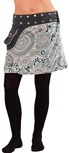 Leucht-Welten Damen Wickelrock Goa Rock mit Tasche sk100 Weiß Einheitsgröße Verstellbar