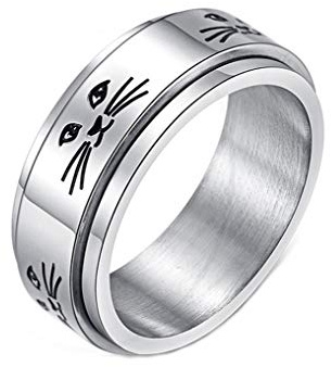 PAMTIER Damen Schöne Katze Kitty Ring Drehbar