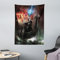 ABAKUHAUS Fantasie Wandteppich, Thunder Storm Vikings aus Weiches Mikrofaser Stoff Waschbar ohne Verblassen Digitaldruck, 110 x 150 cm, Graue Orange