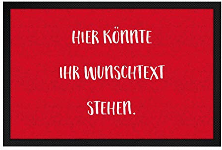 printplanet® - Fußmatte mit eigenem Text Bedrucken - Fussmatte mit Namen oder Wunschtext selbst gestalten - 60 cm x 40 cm - Rot
