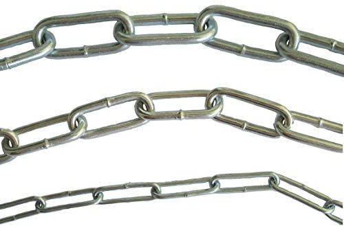 Stahlkette Verzinkt DIN763 – 2mm, 3.5mm oder 4.5mm Stahldurchmesser – 0,5m 1m 3m 5m 25m Meter Meterware – Kette aus Stahl - Dicke und Länge auswählen (5 Meter - 4,5x34x18mm)