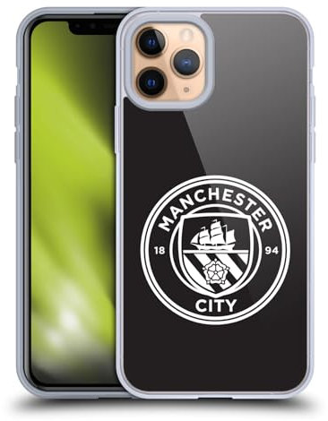 Head Case Designs Officially Licensed Manchester City Man City FC Black White Outline Badge Gel Case [Military Grade Protection] Compatible with Apple iPhone 11 Pro and Compatible with MagSafe