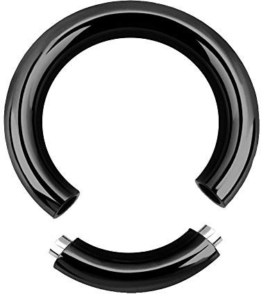 Treuheld® | 4mm x 19mm Segmentring Piercing Ring | Chirurgenstahl | Dick | Schwarz | Intimpiercing für Frau und Mann, Septum, Ohr, Lobe, Nase, PA