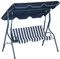 Outsunny 3 Seater Canopy Swing Chair Outdoor Garden Bench with Adjustable Canopy and Metal Frame - Blue Stripes