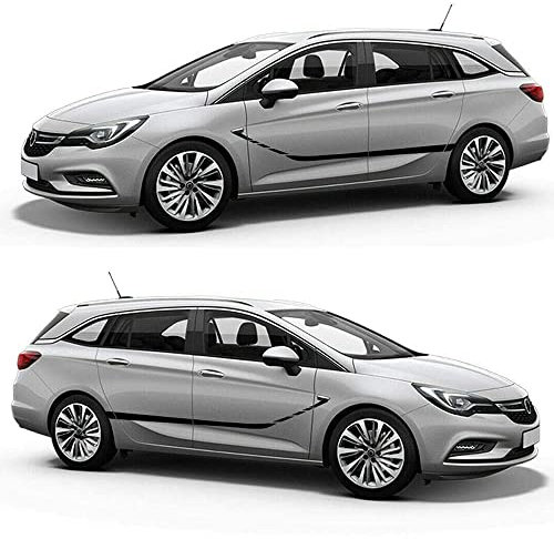 Auto-Dress Seitenstreifen Aufkleber Set/Dekor passend für Opel Astra - Motiv: K (Weiß Glanz)