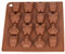 Pralinenform Silikon Tiere I Silikonform I Eiswürfelform I Schokoladenform I Förmchen I Backform I Chocolate Mold I 18 x 16,5 x 2cm I Bauernhof Schweinchen, Hühner, Kuh I Farbe: Braun