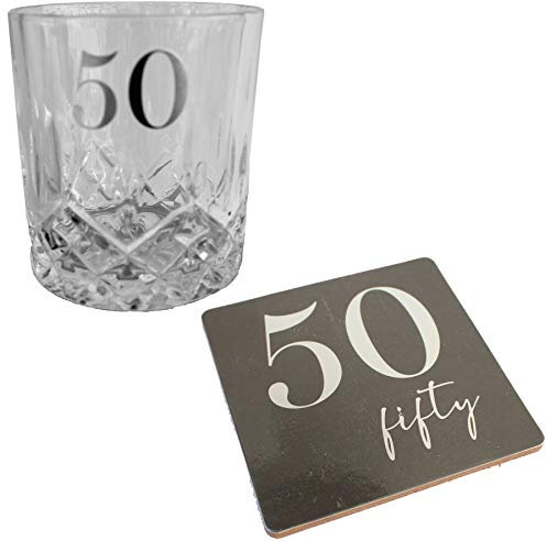 Widdop and Co Lot de verres à whisky et sous-verres pour 50e anniversaire