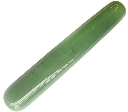 Grünes Aventurin Naturstein Massagestab 11cm – Handgeschnitzter Akupressur Stab für Gesicht Nacken Rücken – Gua Sha Massagewerkzeug für Heimanwendung